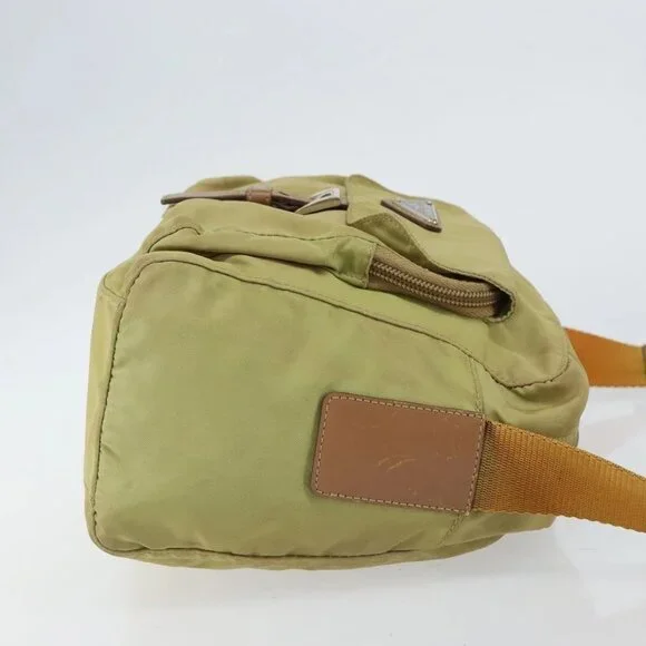 PRADA Shoulder Bag Nylon Beige Silver